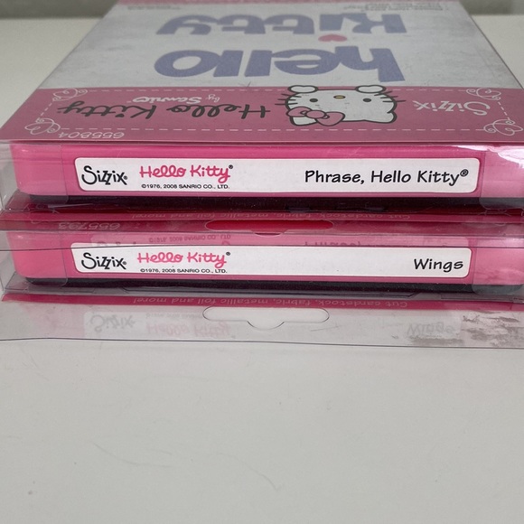 2 Hello Kitty Sizzix Dies Bigz Phrase And Wings Sanrio Design New, NIP - Picture 3 of 6